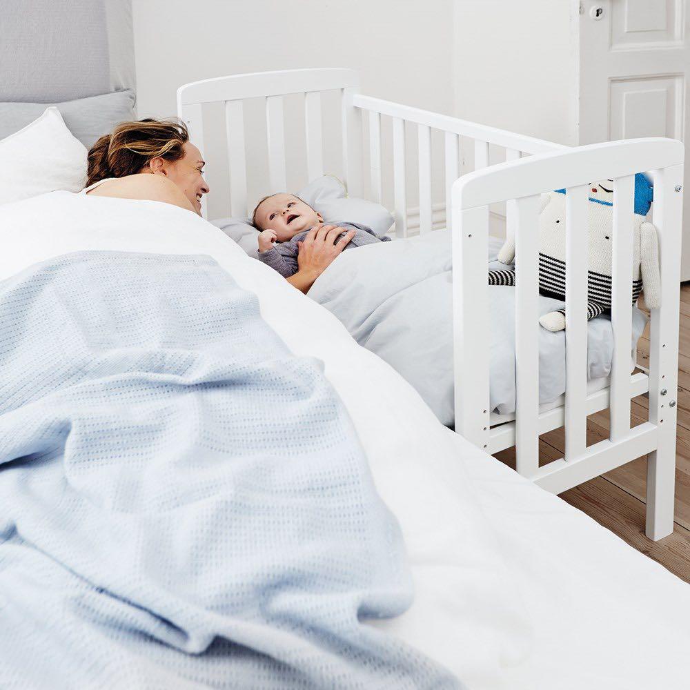 Baby Dan Alfred By My Side bedside cot co sleeper with customised mattress Snuzpod UK fitted cover