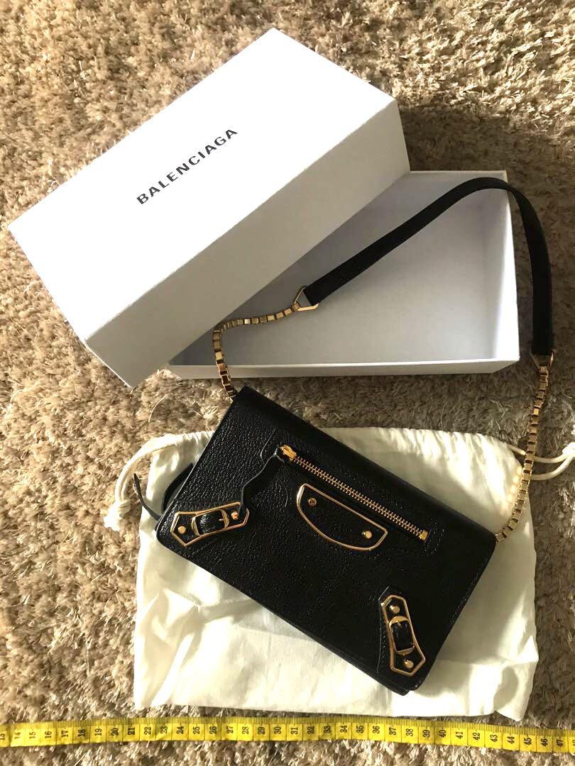 Balenciaga metallic edge chain wallet store