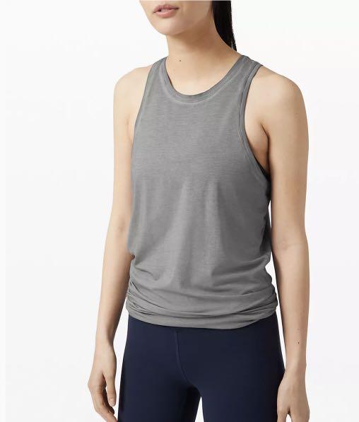 LuLuLemon Gray Sleeveless Athletic Tie-Back Shirt Women Size L