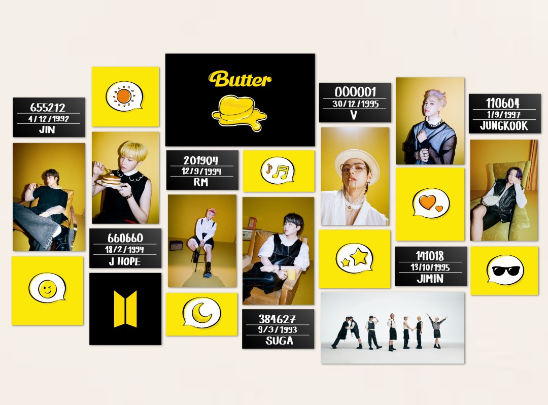 BTS Butter Yellow Aesthetic Wall Decor, Hobbies & Toys, Memorabilia