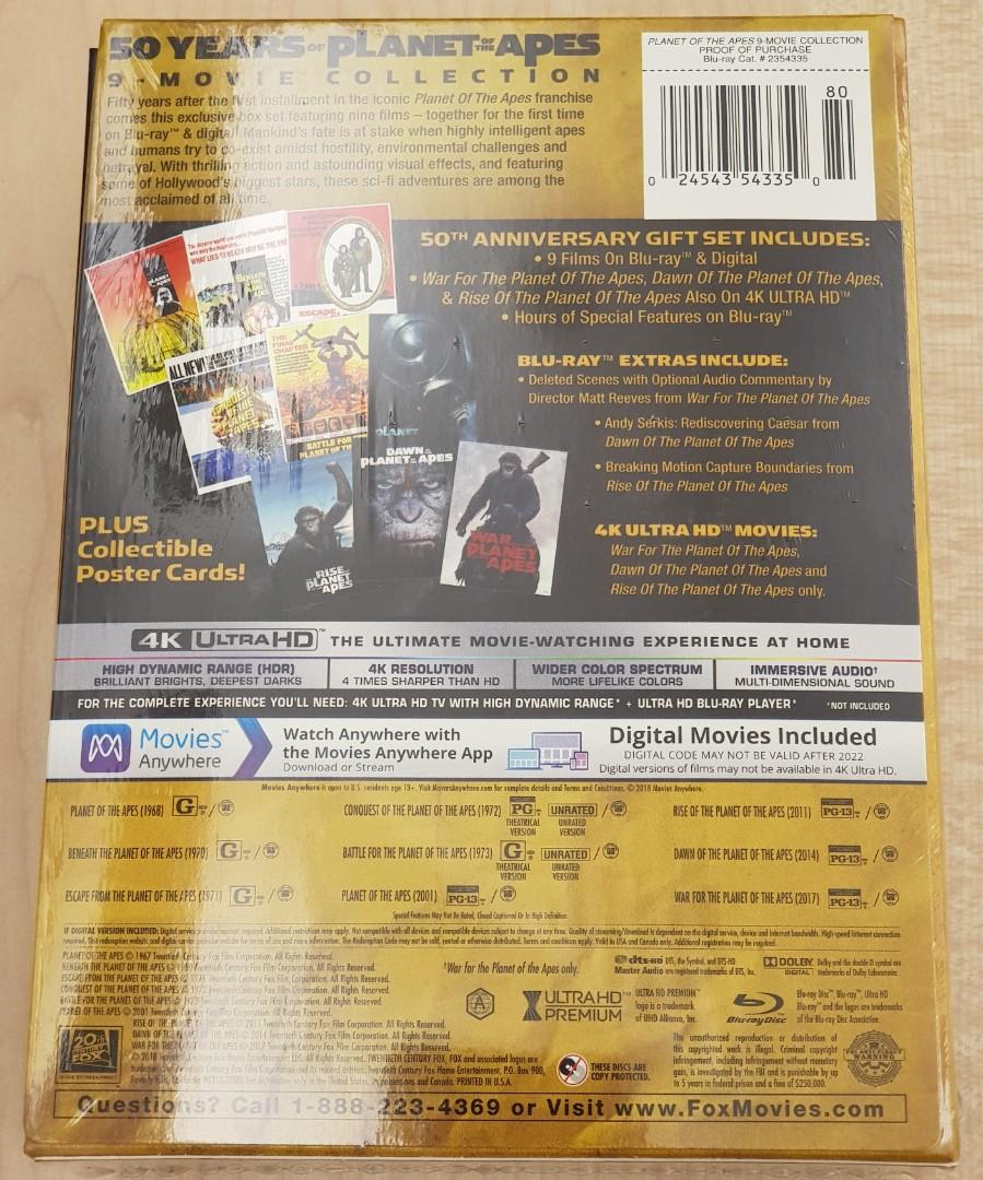 50 Years Of Planet The Apes 9 Movie Collection ブルーレイ 想像を超えての