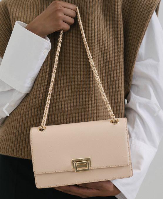 Charles Keith Chain Strap Push Lock Shoulder Bag