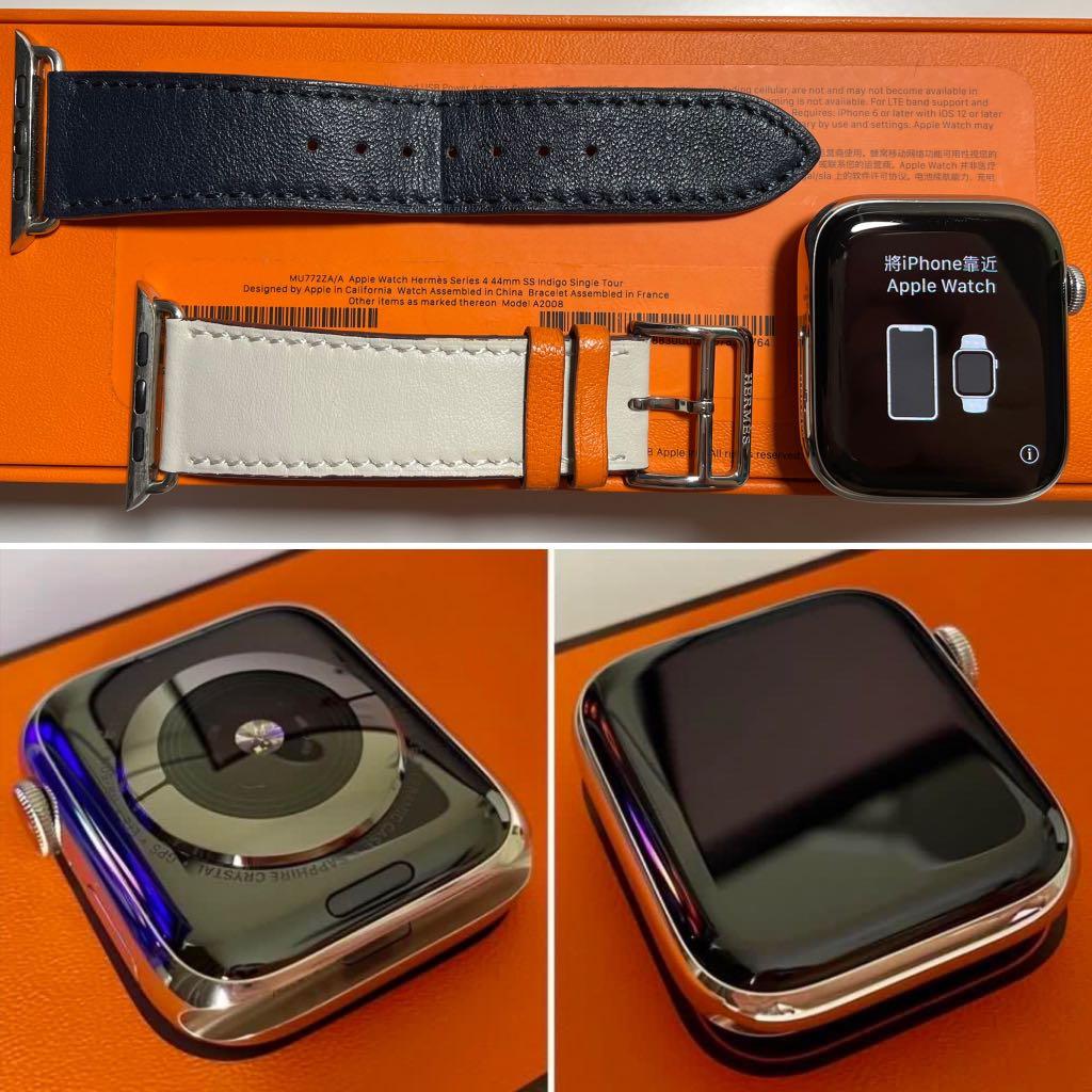 CHEAPEST Apple Watch Hermes Series 4 44mm Stainless Steel with Indigo Single Tour Pine Green Sport Band