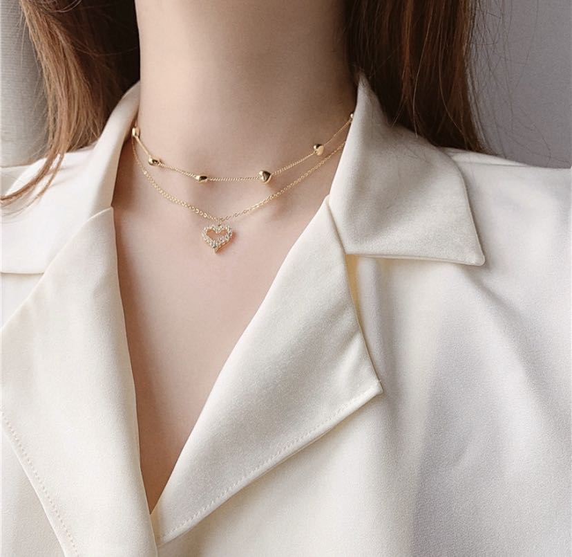 Double layer pearl discount necklace