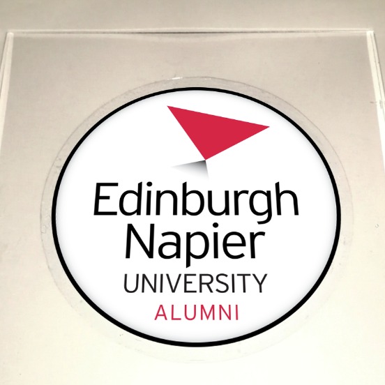 Edinburgh Napier University Static Cling Car Decals . 11cm diameter