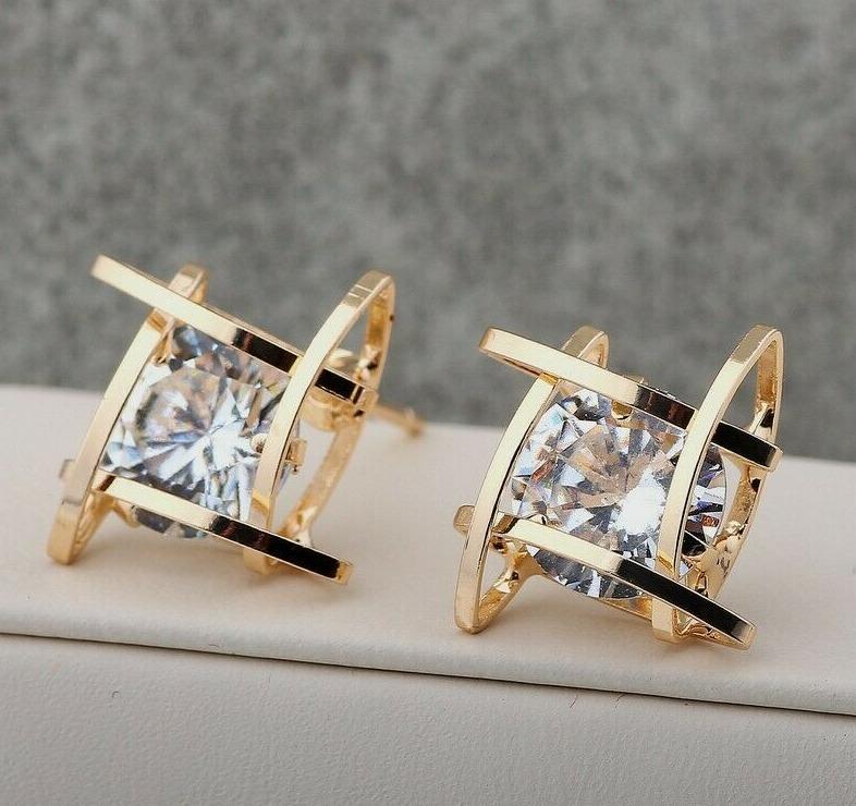 Gold crystal stud earrings hotsell