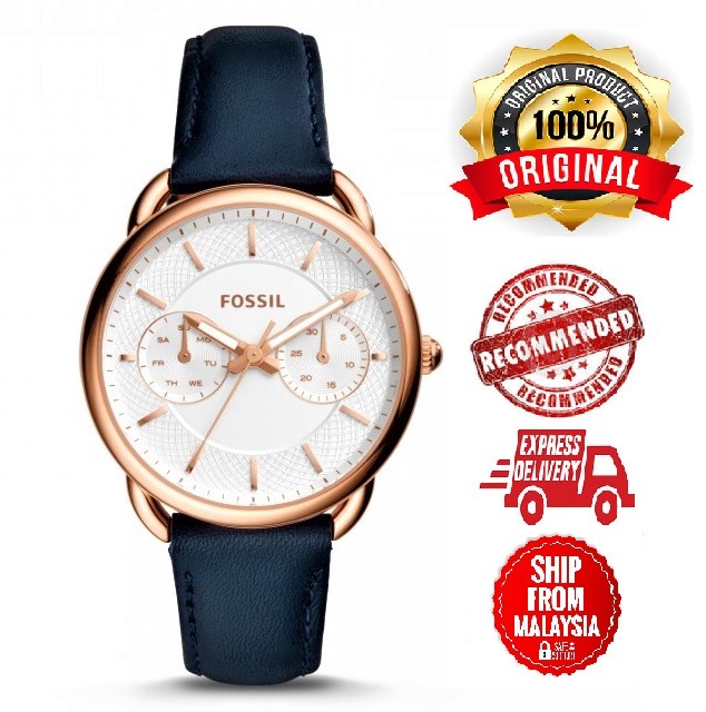 Fossil tailor multifunction navy leather top watch