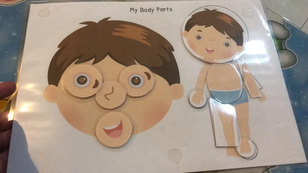 Free Post To West Malaysia Only Ready Stock Kids Montessori Education Body Parts Recognition Body Parts Matching Includes 1 Folder 1pc Size Cards 10pcs Small Cards Boy Or Girl Price For Each
