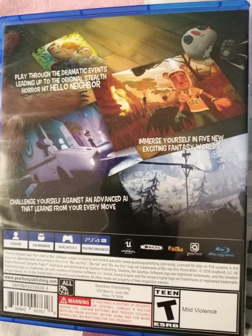 Hello Neighbor Hide & Seek PS4 (Category: PlayStation) located in Paranaque City. Submitted by nate.n17 (Listing ID 1089445775, Image 2). Description: Good condition.