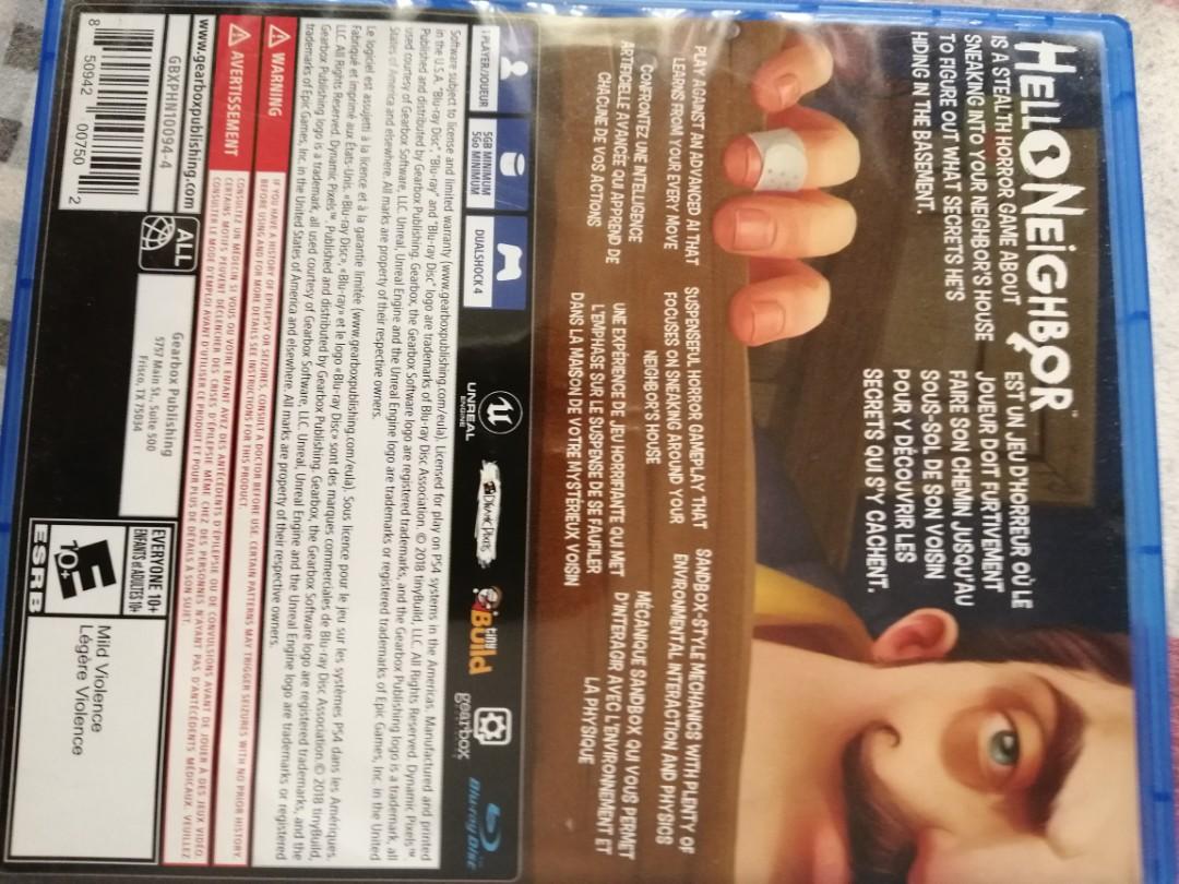 Hello Neighbor PS4 (Category: PlayStation) located in Paranaque City. Submitted by nate.n17 (Listing ID 1089446424, Image 2). Description: Good condition.