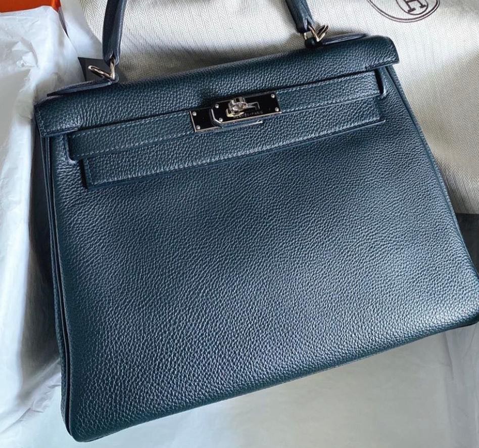 LN #D Hermes Kelly 28 Togo Blue Nuit, Luxury, Bags & Wallets on Carousell