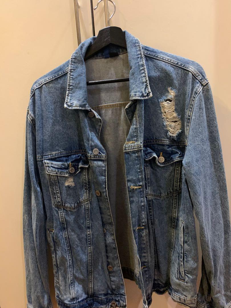 H&m ripped hot sale denim jacket