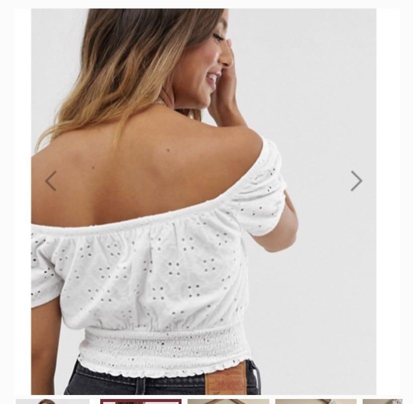 Hollister smocked off the shoulder top online