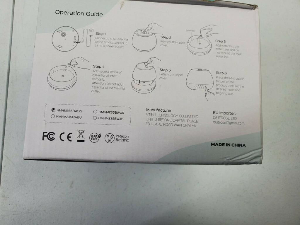 Homasy White Essential Oil Diffuser 500ml HM235B Aroma Diffuser