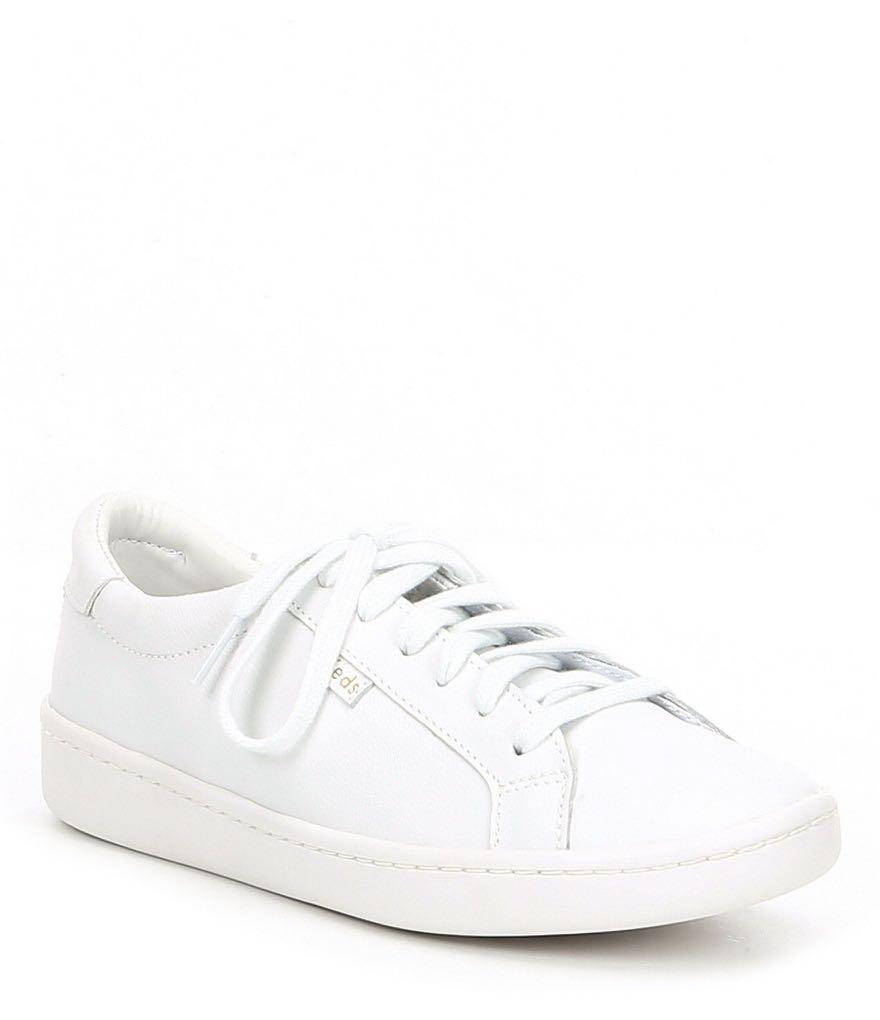 Keds white leather tennis shoes shop