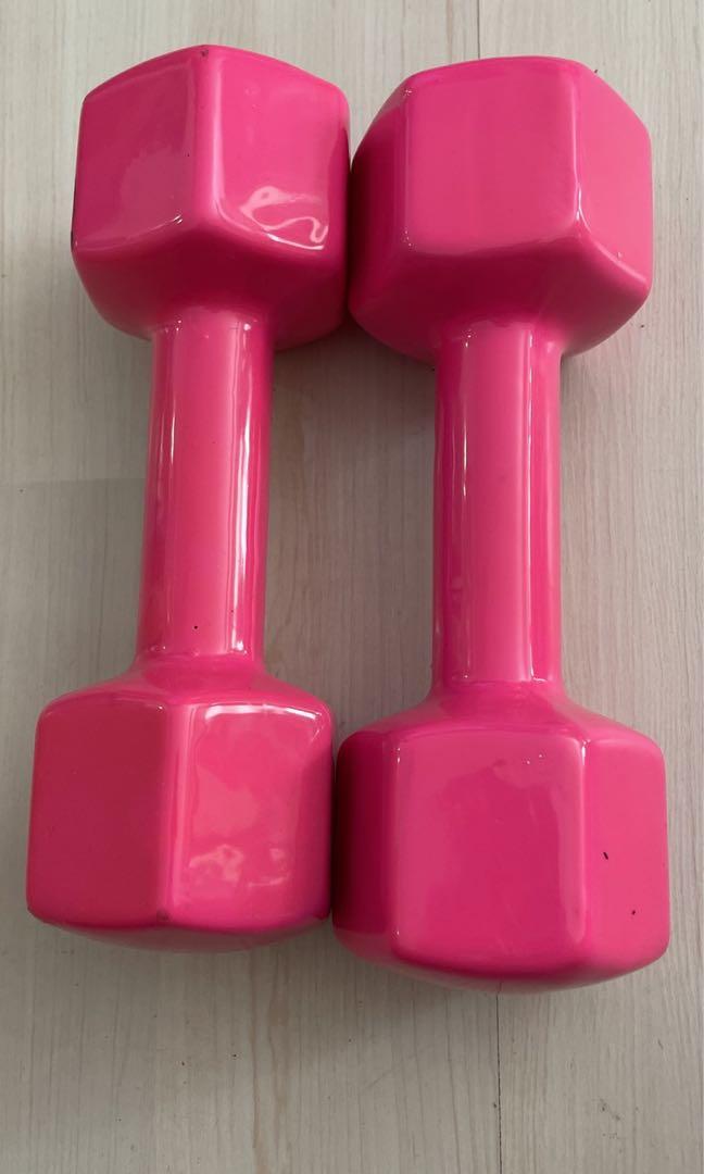 Ladies mini vinyl dumbbells 4kg pink Sports Equipment Exercise Fitness Weights Dumbbells on Carousell