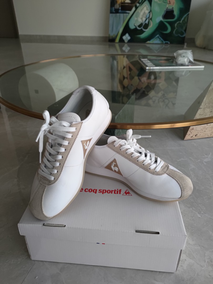 Le Coq Sportif Montpellier Leather White x Gold Women s Fashion