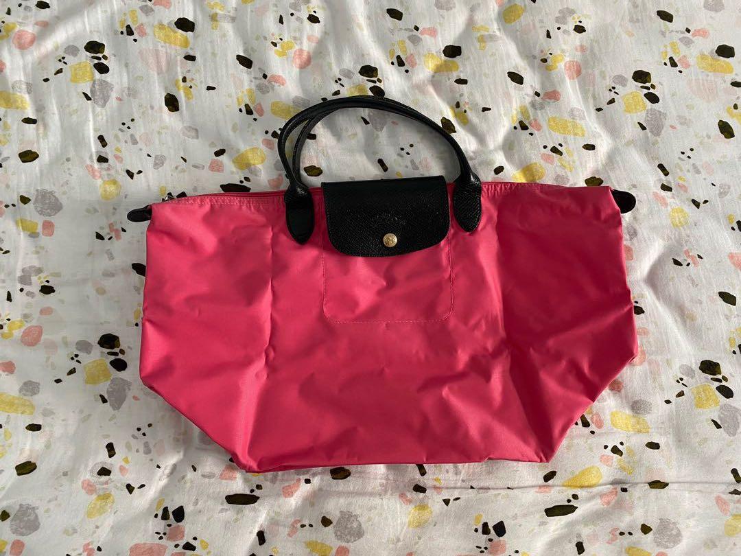 Longchamp Medium Hot Pink Bag Short Black Handle