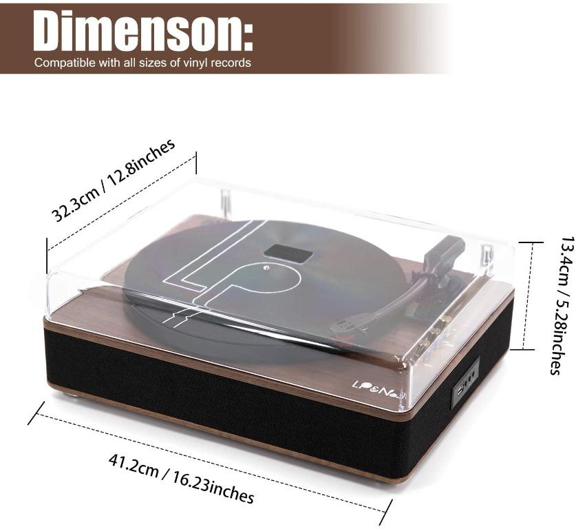 LP&NO.1 Record Player, Classic Bluetooth Turntable with USB Recording