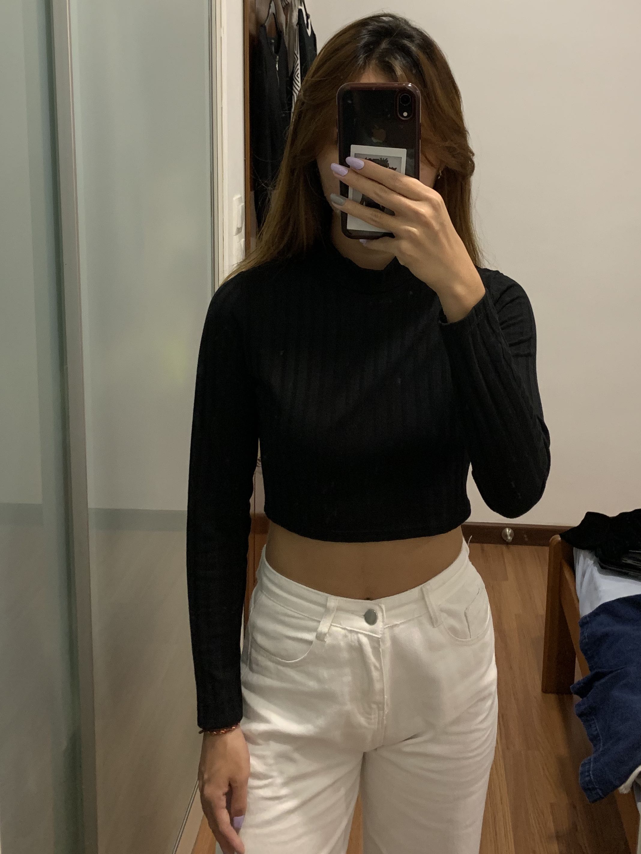 Missguided Black high neck Long Sleeve Crop Top, Women's Fashion, Tops,  Longsleeves on Carousell