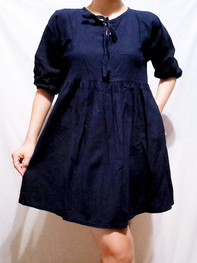Navy Blue Baby Doll Dress, Women's Fashion, Dresses & Sets, Dresses on