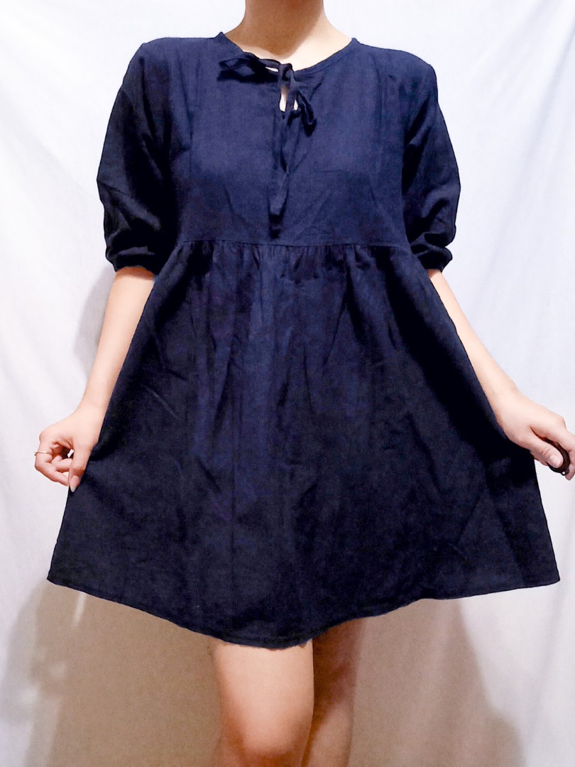 Navy Blue Baby Doll Dress, Women's Fashion, Dresses & Sets, Dresses on