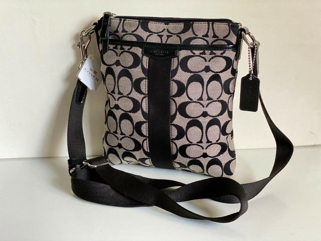 Black white coach purse sale