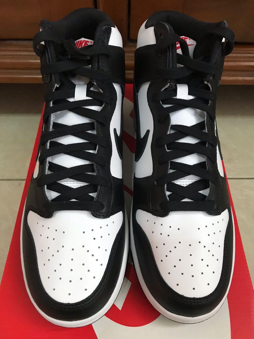 Nike Dunk High Black White Panda, Fesyen Pria, Sepatu , Sneakers di  Carousell