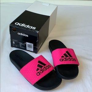 adidas black and pink slides
