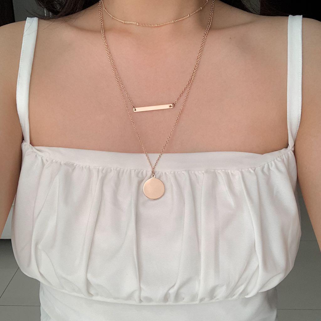 rose gold multi layered necklace 