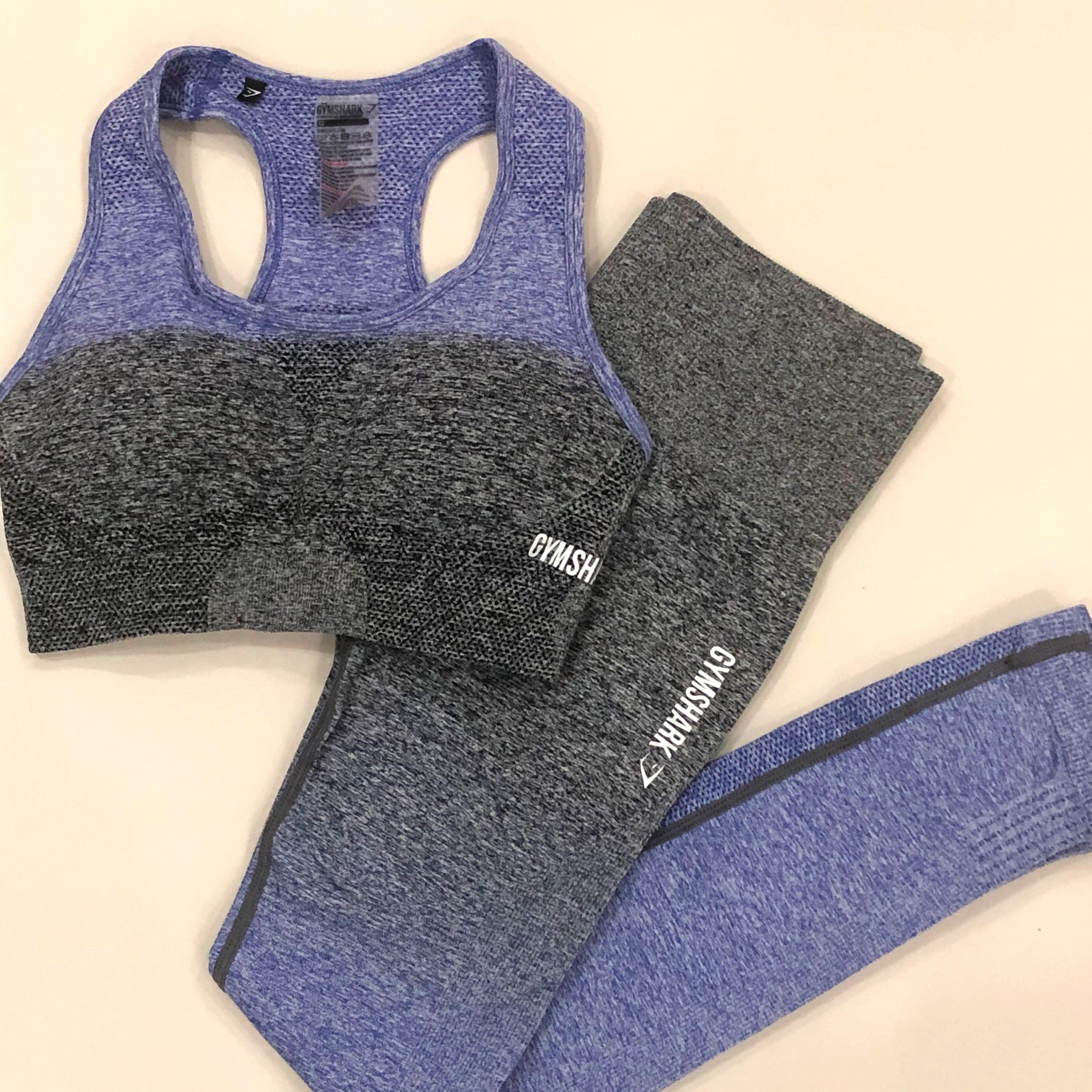 Set Gymshark Ombre Seamless Sports Bra Leggings Purple Indigo