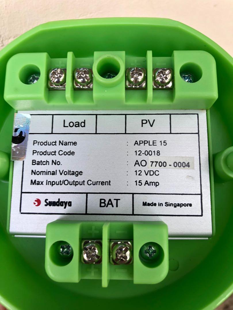 Solar Charge Controller (Category: Cables & Chargers) located in Singapore. Submitted by bremboadvangtracing (Listing ID 1089453020, Image 3). Description: This is a solar charge controller to your 12V battery cells (AGM). Just connect multiple solar panel regardless of sizes as long as they are same voltage p-p. This small logic controller will do the job to keep your AGM battery charged to the max. No need to disconnect. .