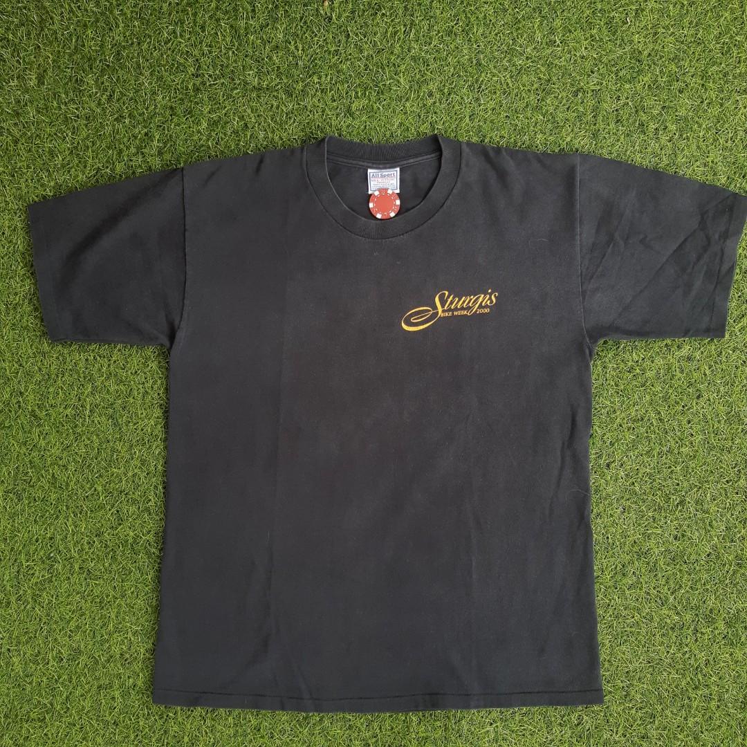Sturgis 2000 vintage shirt (Category: Tshirts & Polo Shirts ) located in Dasmarinas. Submitted by richmanrio (Listing ID 1089593567, Image 2). Description: Sturgis Bike week 2000 Pit to pit: 20.5" Length: 27.5" Tag: Allsport tag Singlestitch Price: 450 Issue: none.