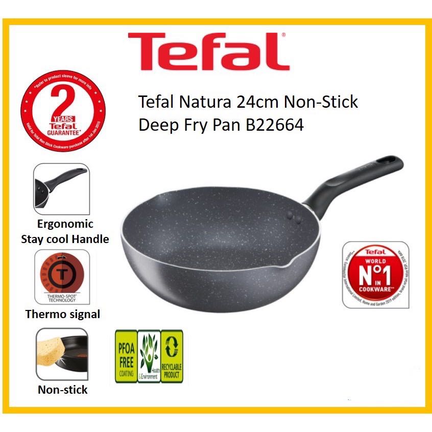 Tefal Natura Non-Stick Deep Fry Pan 24cm, Furniture & Home Living,  Kitchenware & Tableware, Cookware & Accessories on Carousell