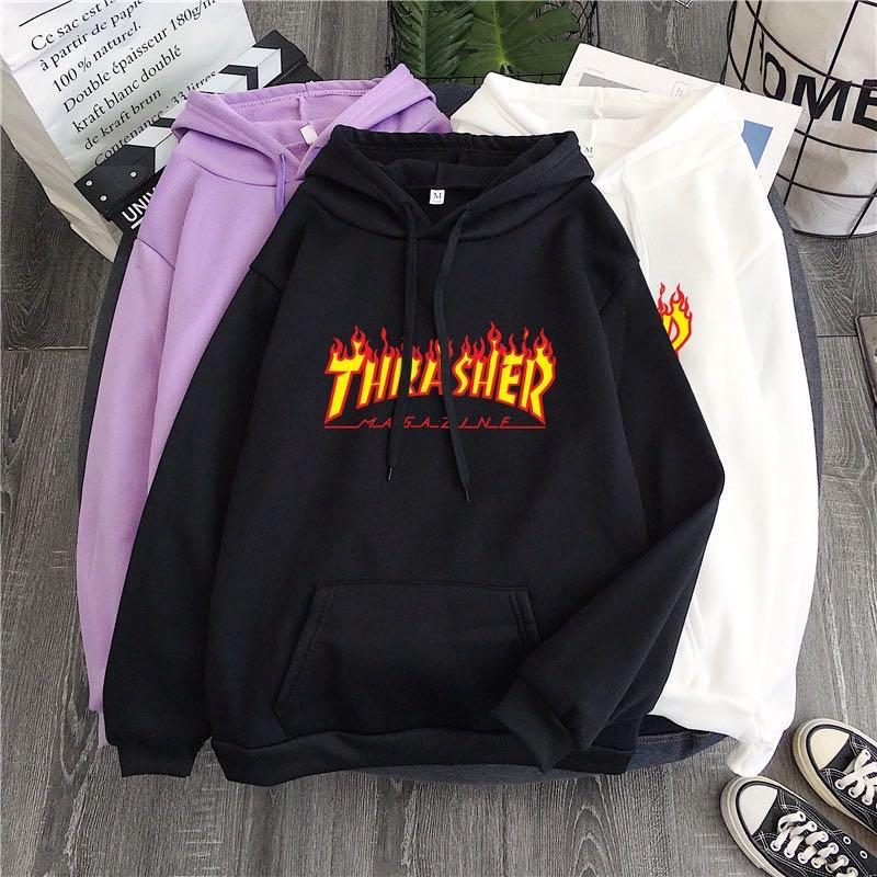 THRASHER HOODIE BLACK GREY PINK MAROON WHITE PURPLE SWEATER JACKET