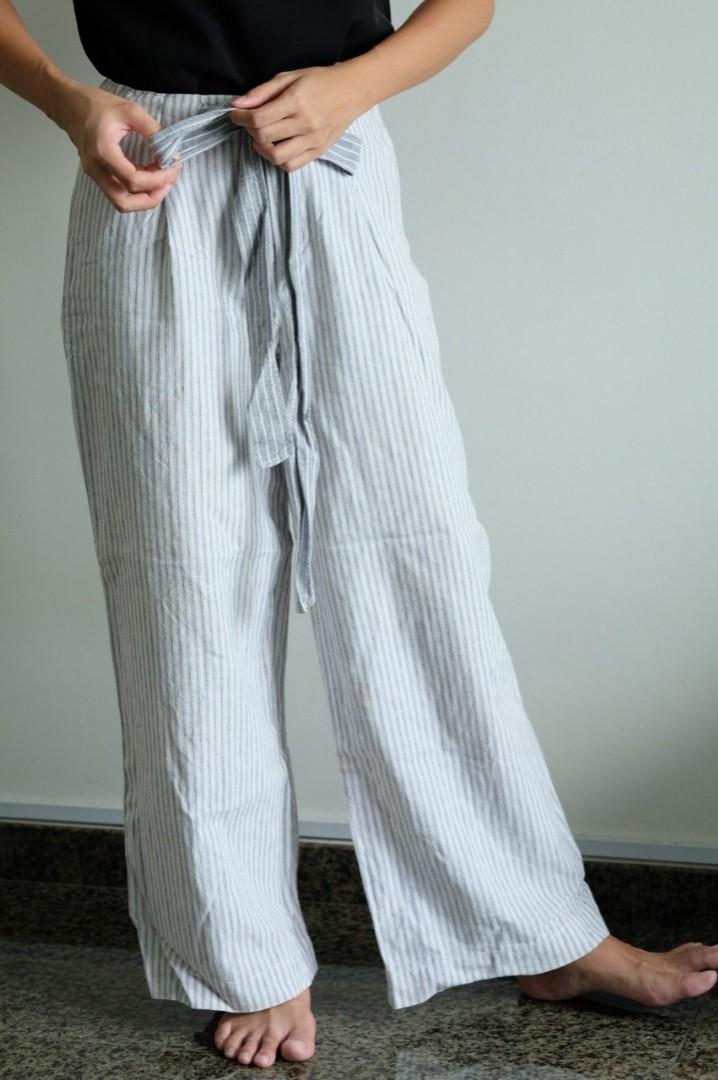 UNIQLO JW Anderson Grey White Striped Linen Pants