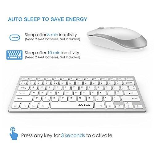 Wireless Keyboard and Mouse, Jelly Comb KUT019 2.4G Ultra Slim Compact