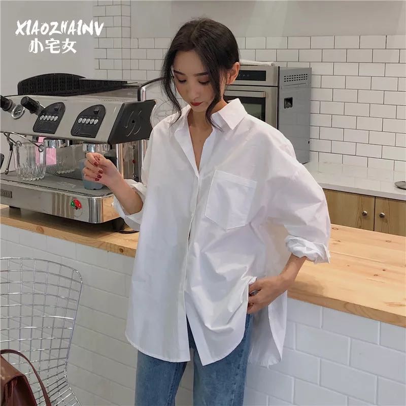 Oversized boyfriend sale white shirt