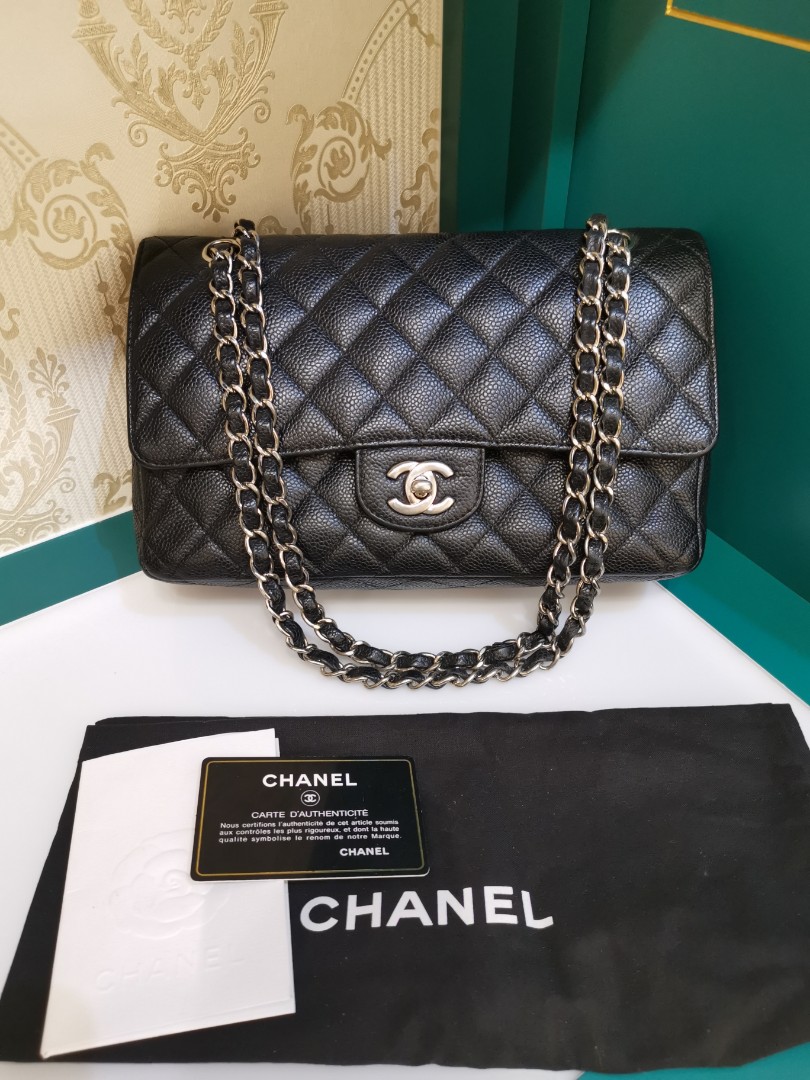 Chanel Caviar Leather Classic Medium Double Flap Bag - FINAL SALE (SHF –  LuxeDH