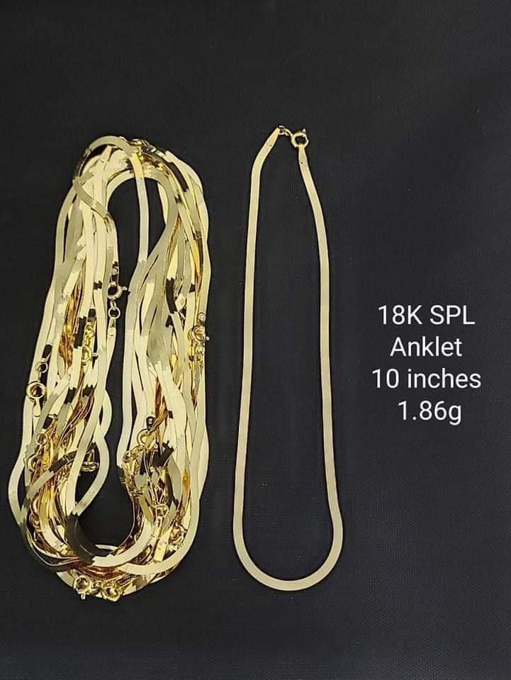 18K Saudi Gold Flat Anklet (Category: Bracelets) located in Manila. Submitted by RealGoldPawnable18K21K24K (Listing ID 1089644223, Image 1). Description: For those interested, Please Read: 🔵 CHECK MY REVIEWS IF YOU DOUBT‼️☺️ 🔴 LEGIT GOLD SELLER w/ DTI Permit Registered📃 ⚫ FYI, All items is based on PER PIECE not Per Gram‼️ ❌ NO MEET UP/NO COD/NO COP ❌ NO CANCELLATION OF ORDER ONCE THE ORDER IS PLACED ❌ ❌ NO RETURN & NO EXCHANGE POLICY‼️ ⚫ PAKI