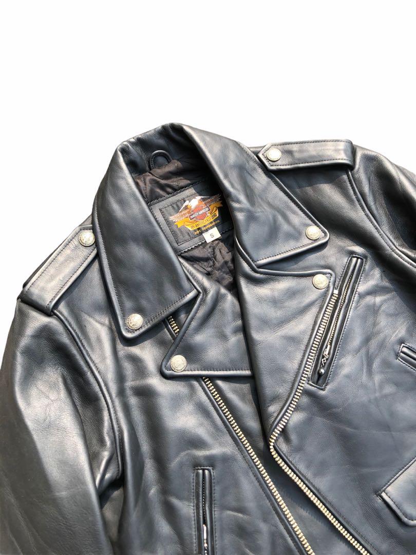 Vintage 80 S Harley Davidson Leather Jacket Ramones Fesyen Pria Pakaian Baju Luaran Di Carousell