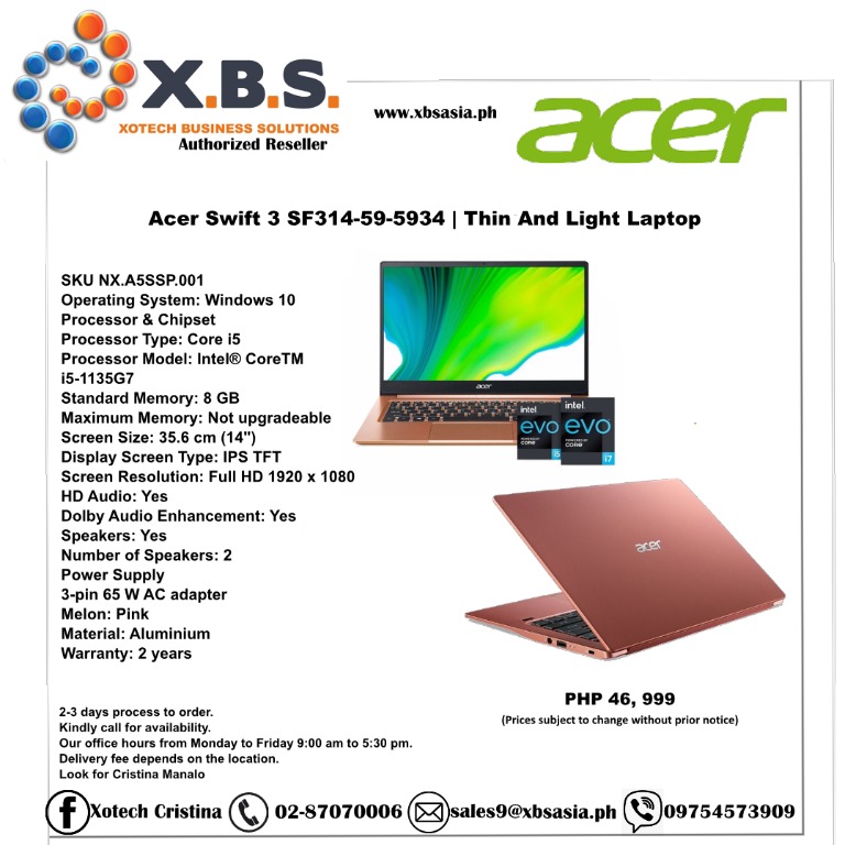 Acer Swift 3 SF314595934 Thin And Light Laptop, Computers & Tech