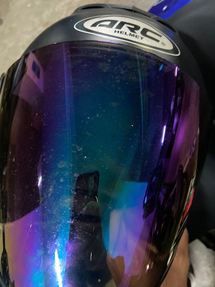 Arc ritz rainbow visor, Motorcycles, Motorcycle Apparel on Carousell