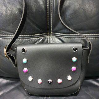 Black Colourful Stud Sling Bag