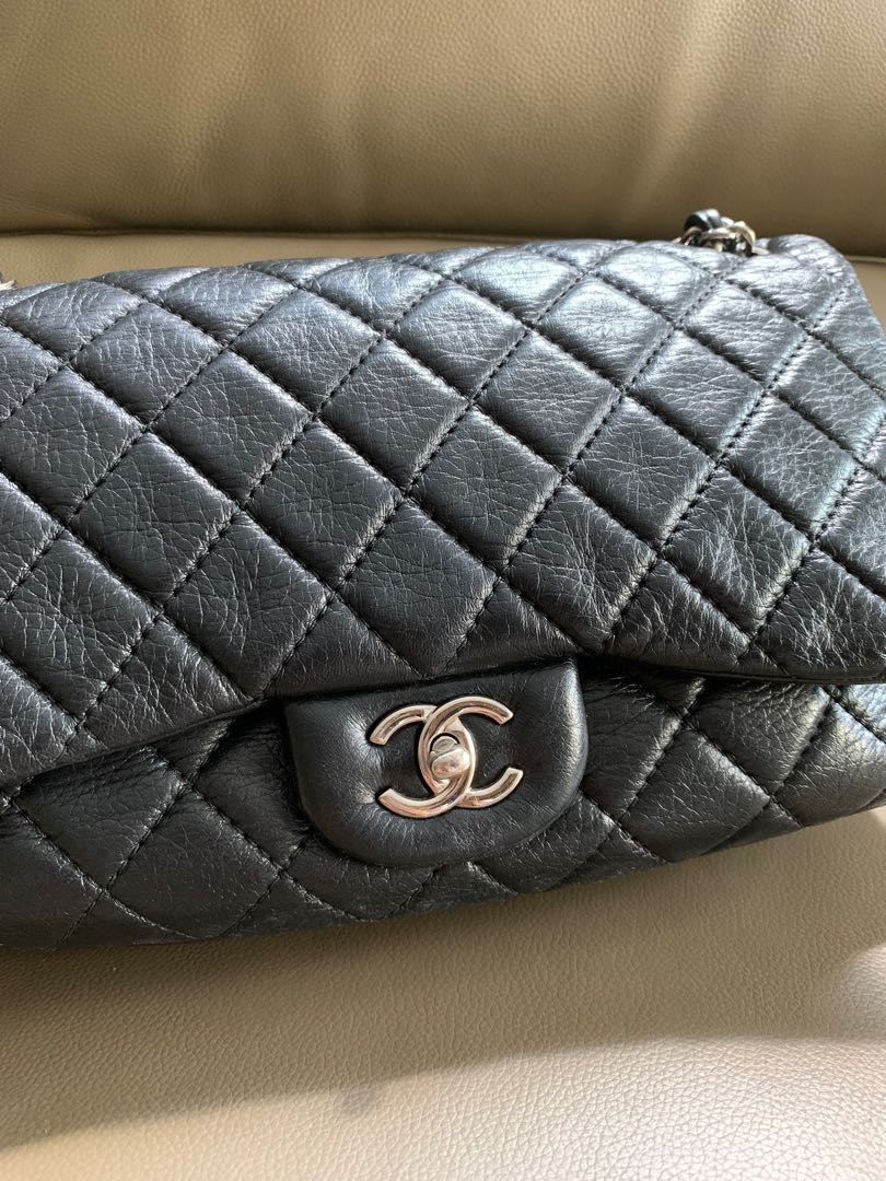 CHANEL BLACK DISTRESSED LEATHER BAG, Luxury, Bags & Wallets on Carousell