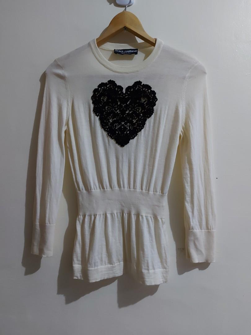 Dolce & Gabbana D&G Top (Category: Luxury Apparel) located in Quezon City. Submitted by zoekloeonlineshop (Listing ID 1089734709, Image 1). Description: Dolce &Gabbana Top Still in Very good Condition Size: 38 Made In Italy Best Fits Xs to Small 100% Wool Arnpit to Armpit: 16" Length: 24".