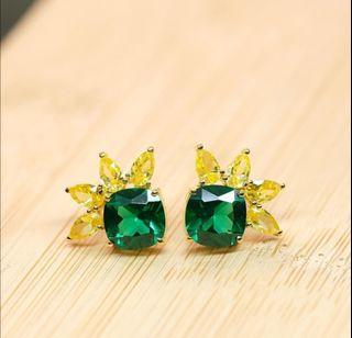 Emerald Cushion Earrings