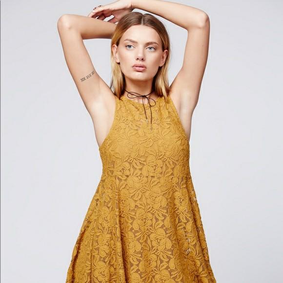 Free people yellow lace dress 2025