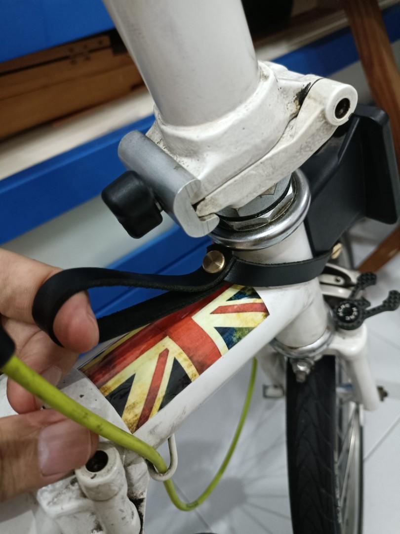Front carrier block leather strap for brompton bike, Sports