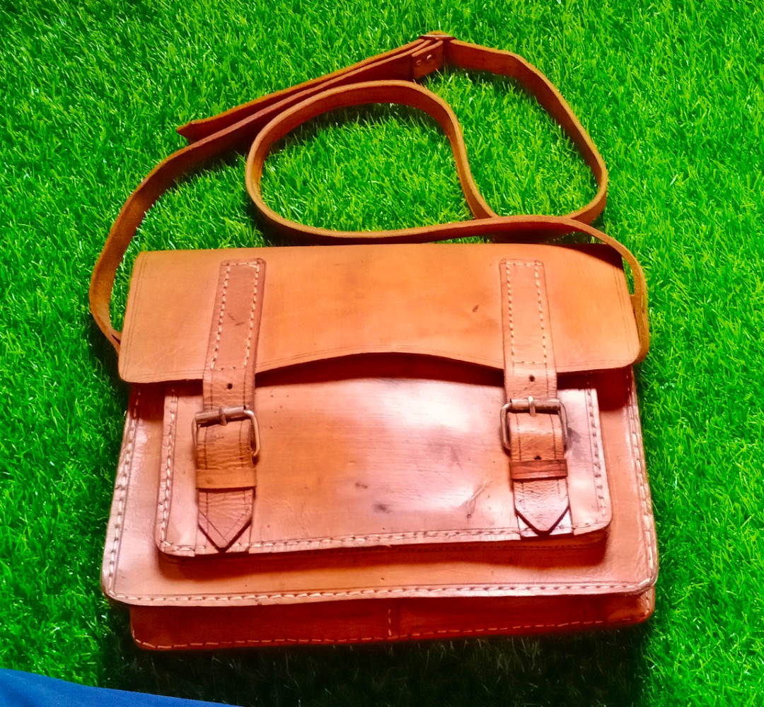 Handmade leather sling bag on sale